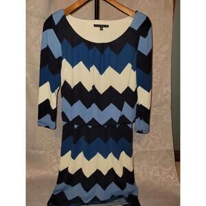 Tiana B. Women's Dress - Blue/Tan/Black - 3/4 Sleeve Pullover Dress Size 6
